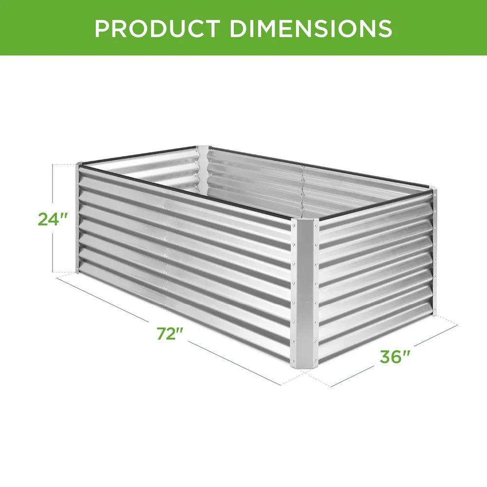 6X3X2Ft Outdoor Metal Raised Garden Bed, Planter Box for Vegetables, Flowers, Herbs - Silver