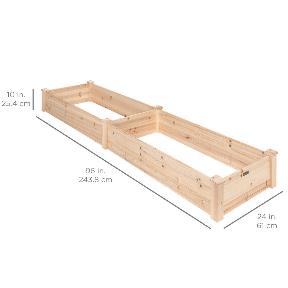 8X2Ft Outdoor Wooden Raised Garden Bed Planter for Grass, Lawn, Yard - Natural