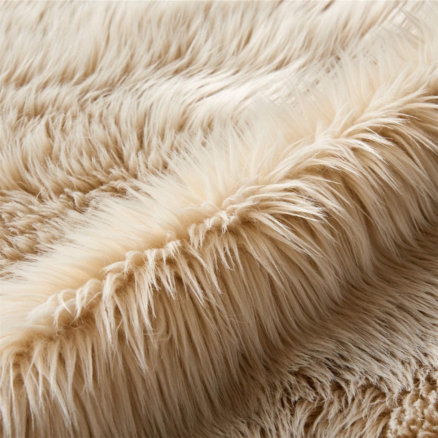 Ultra Soft Fluffy/Fuzzy Shaggy Area Rug Faux Fur Chair Cover Seat Pad for Bedroom Floor Sofa Living Room (2 X 6 Ft Sheepskin, Beige)